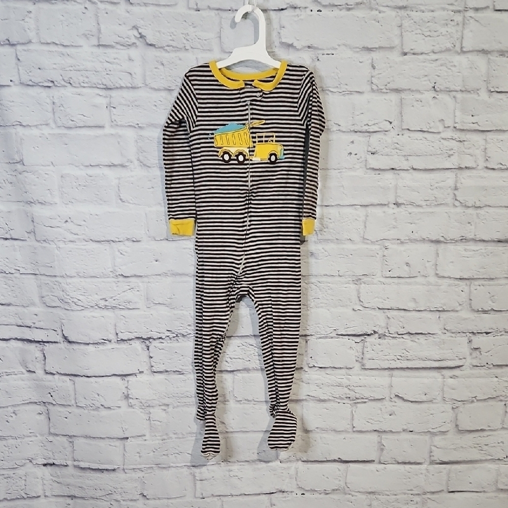Carter's Brown and White Footie Construction Pajamas with Enclosed Feet